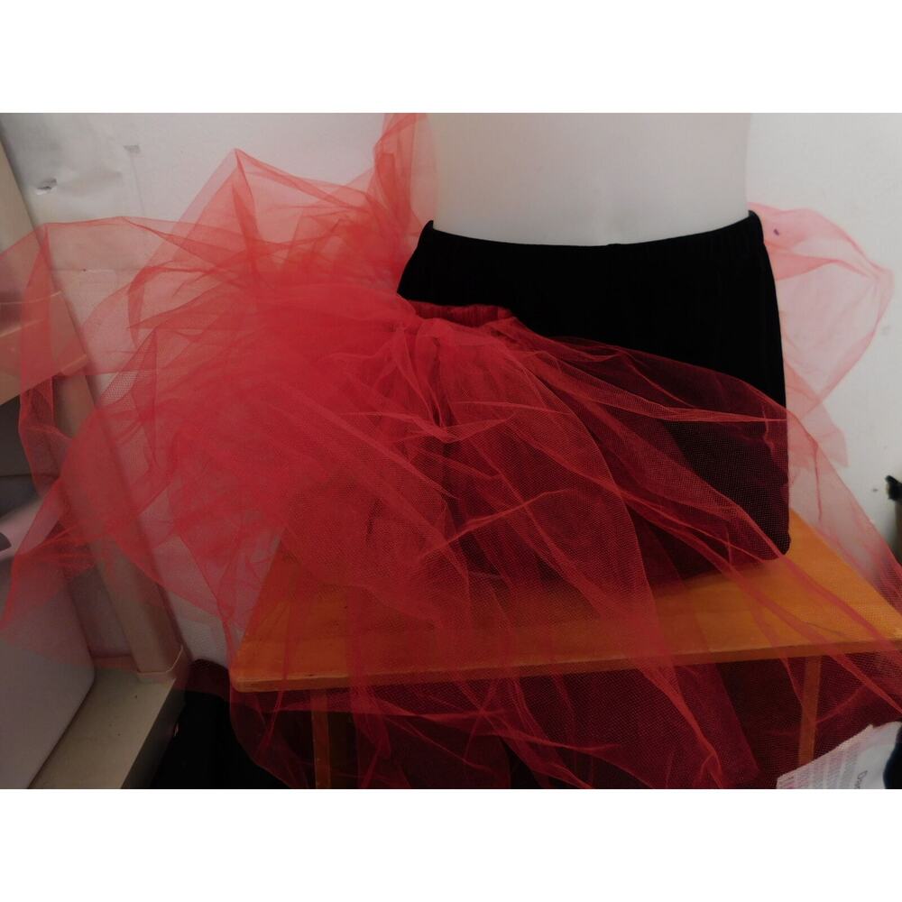 Dance Shorts with Tulle Cicci Large Adult Red Jazz Contemporary Half Tutu